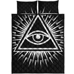 Black And White Illuminati Print Quilt Bed Set