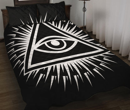 Black And White Illuminati Print Quilt Bed Set