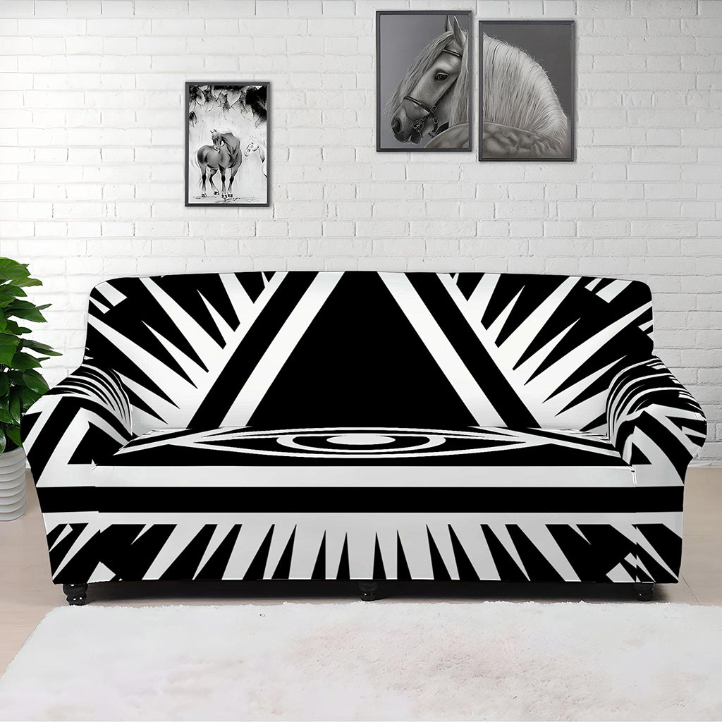 Black And White Illuminati Print Sofa Cover