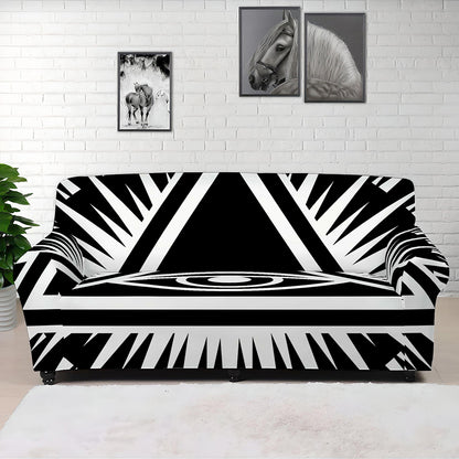 Black And White Illuminati Print Sofa Cover