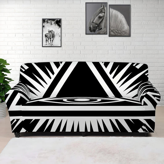 Black And White Illuminati Print Sofa Cover