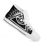 Black And White Illuminati Print White High Top Shoes