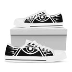Black And White Illuminati Print White Low Top Shoes
