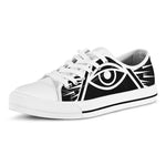 Black And White Illuminati Print White Low Top Shoes