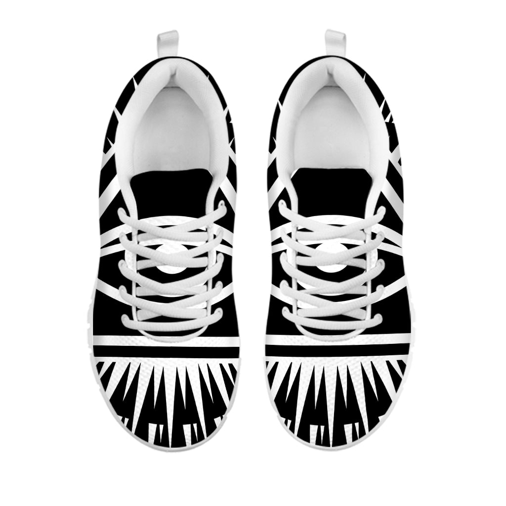 Black And White Illuminati Print White Sneakers