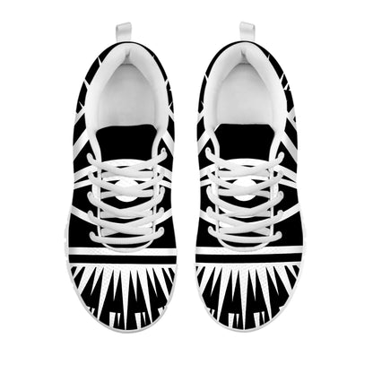 Black And White Illuminati Print White Sneakers