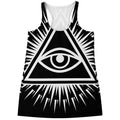Black And White Illuminati Print Women's Racerback Tank Top