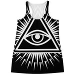 Black And White Illuminati Print Women's Racerback Tank Top