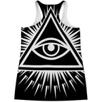 Black And White Illuminati Print Women's Racerback Tank Top