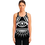 Black And White Illuminati Print Women's Racerback Tank Top