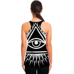 Black And White Illuminati Print Women's Racerback Tank Top