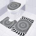 Black And White Illusory Motion Print 3 Piece Bath Mat Set