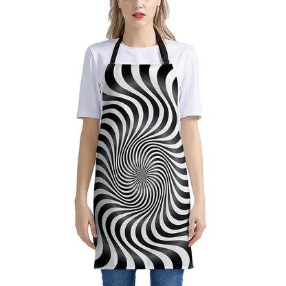 Black And White Illusory Motion Print Apron