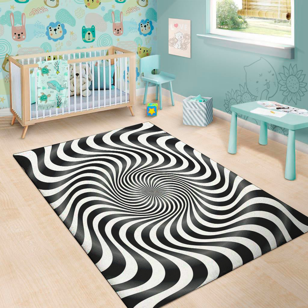 Black And White Illusory Motion Print Area Rug