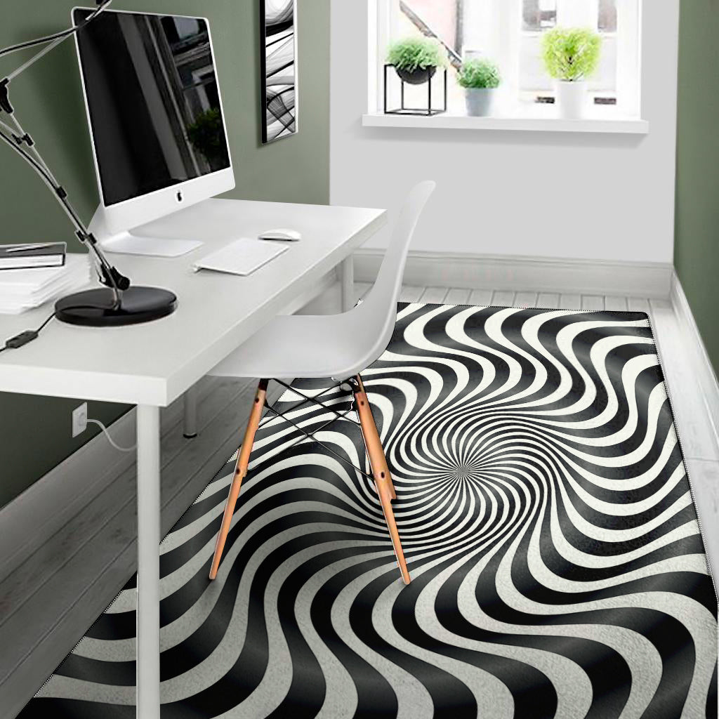Black And White Illusory Motion Print Area Rug