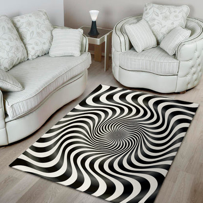 Black And White Illusory Motion Print Area Rug
