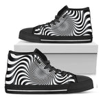 Black And White Illusory Motion Print Black High Top Shoes