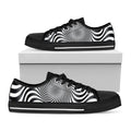 Black And White Illusory Motion Print Black Low Top Sneakers