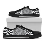 Black And White Illusory Motion Print Black Low Top Shoes