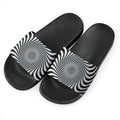 Black And White Illusory Motion Print Black Slide Sandals