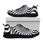 Black And White Illusory Motion Print Black Sneakers
