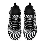 Black And White Illusory Motion Print Black Sneakers