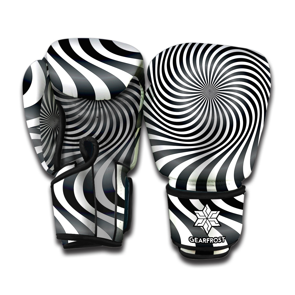Black And White Illusory Motion Print Boxing Gloves
