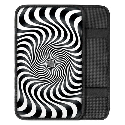 Black And White Illusory Motion Print Car Center Console Cover