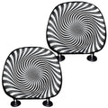 Black And White Illusory Motion Print Car Headrest Covers
