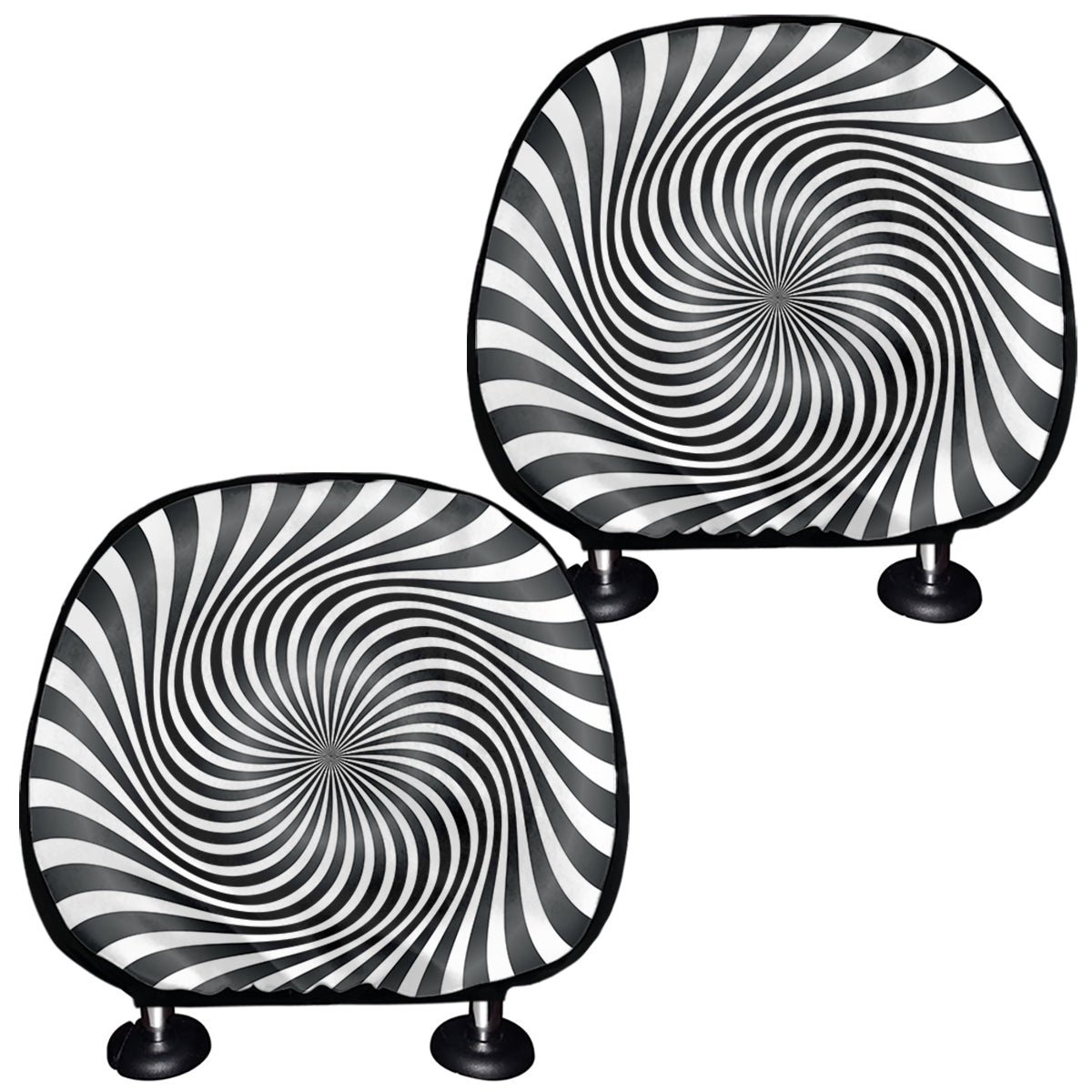 Black And White Illusory Motion Print Car Headrest Covers