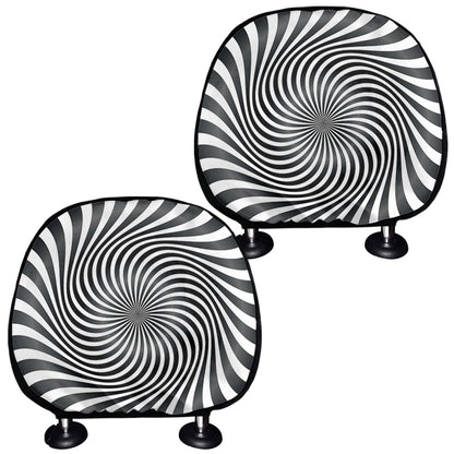 Black And White Illusory Motion Print Car Headrest Covers