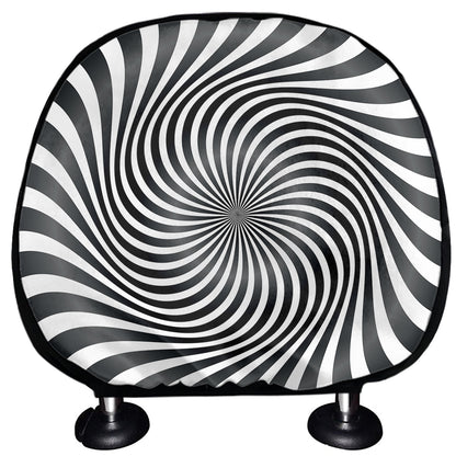 Black And White Illusory Motion Print Car Headrest Covers