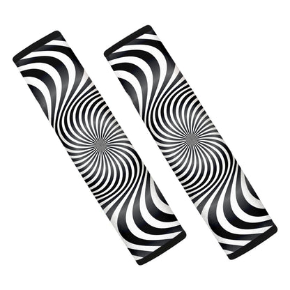 Black And White Illusory Motion Print Car Seat Belt Covers