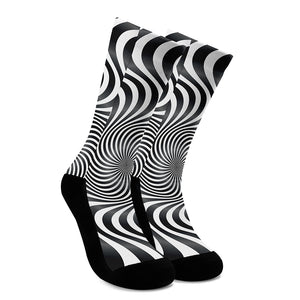 Black And White Illusory Motion Print Crew Socks