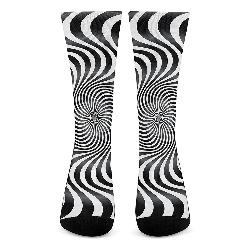 Black And White Illusory Motion Print Crew Socks