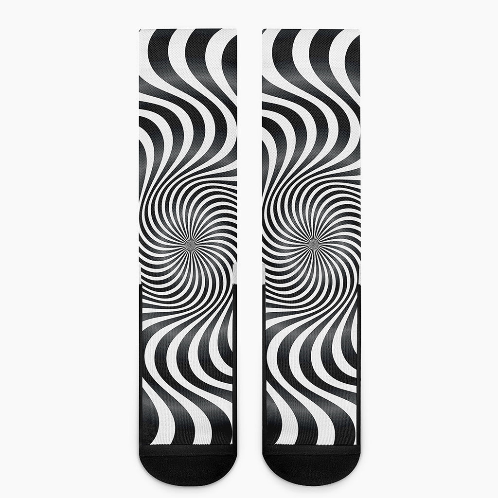 Black And White Illusory Motion Print Crew Socks