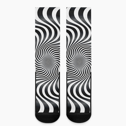 Black And White Illusory Motion Print Crew Socks