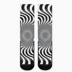 Black And White Illusory Motion Print Crew Socks