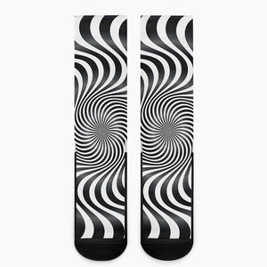 Black And White Illusory Motion Print Crew Socks