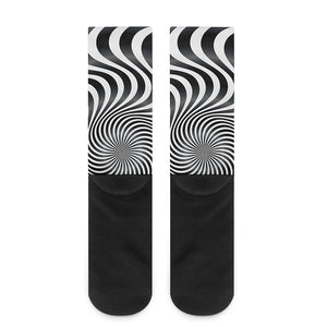 Black And White Illusory Motion Print Crew Socks