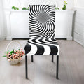 Black And White Illusory Motion Print Dining Chair Slipcover