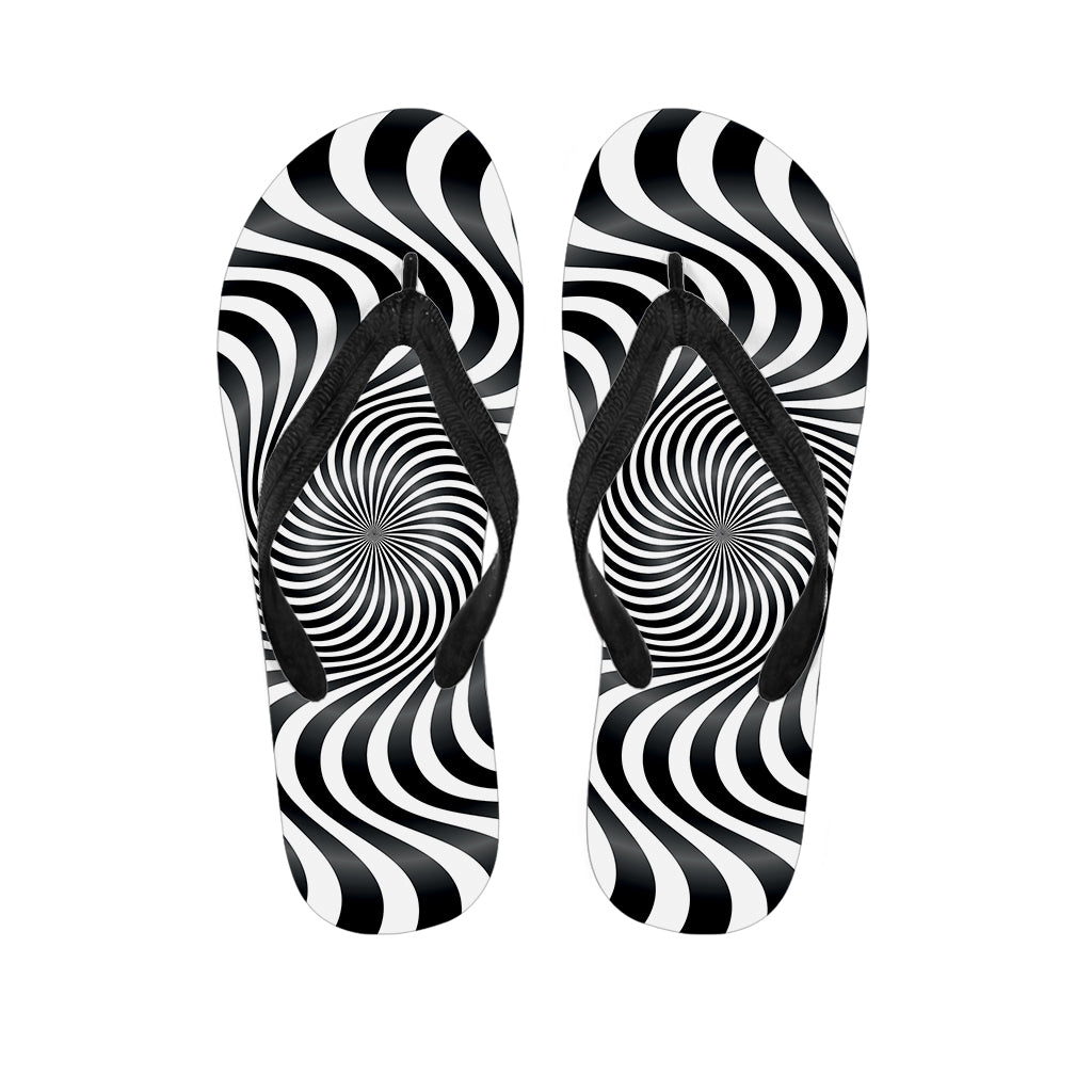 Black And White Illusory Motion Print Flip Flops