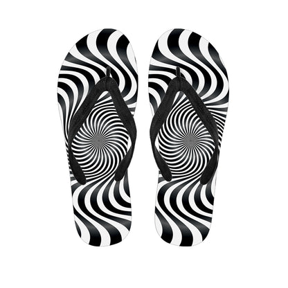 Black And White Illusory Motion Print Flip Flops