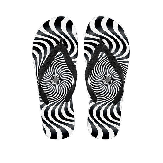 Black And White Illusory Motion Print Flip Flops