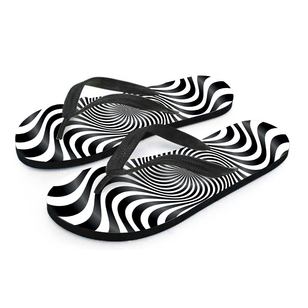 Black And White Illusory Motion Print Flip Flops