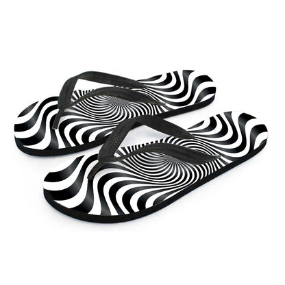 Black And White Illusory Motion Print Flip Flops