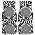 Black And White Illusory Motion Print Front and Back Car Floor Mats