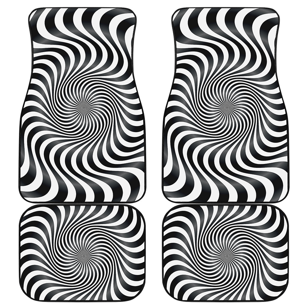 Black And White Illusory Motion Print Front and Back Car Floor Mats
