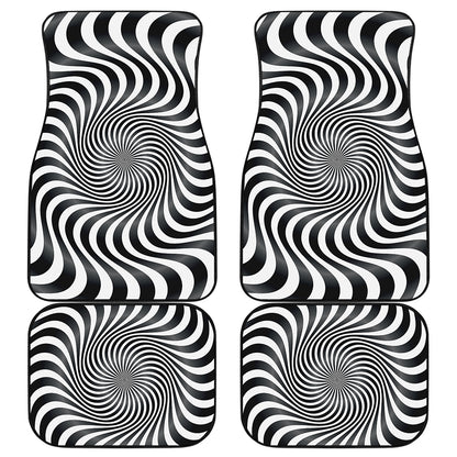 Black And White Illusory Motion Print Front and Back Car Floor Mats
