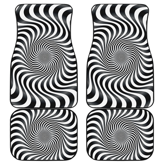 Black And White Illusory Motion Print Front and Back Car Floor Mats